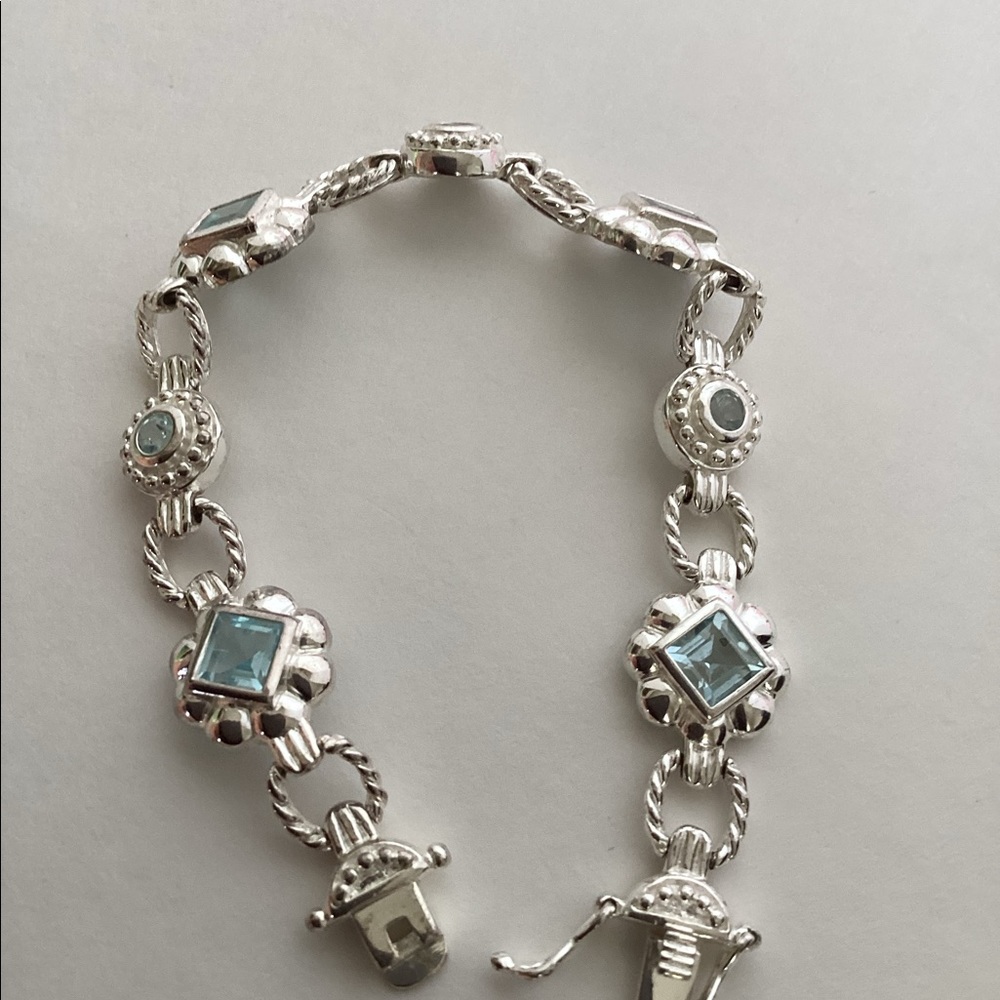 STERLING BYZANTINE TOPAZ BRACELET - Picture 2 of 9